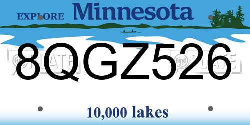 8QGZ526 Minnesota License Plate