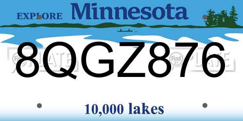 8QGZ876 Minnesota License Plate