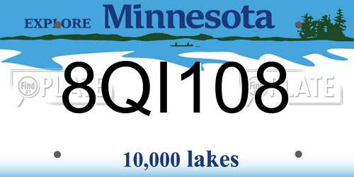 8QI108 Minnesota License Plate