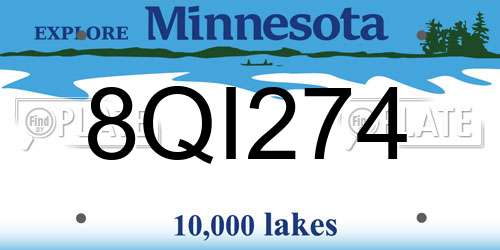 8QI274 Minnesota License Plate