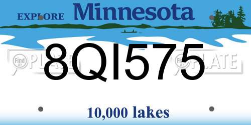 8QI575 Minnesota License Plate