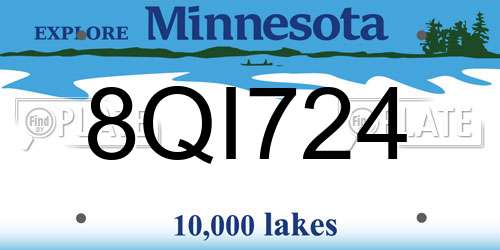 8QI724 Minnesota License Plate
