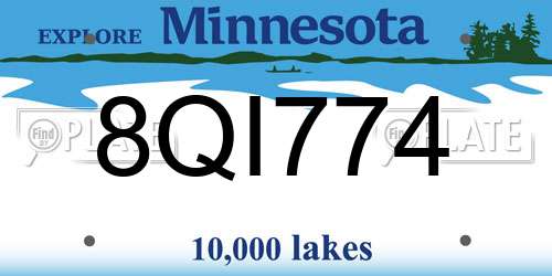 8QI774 Minnesota License Plate
