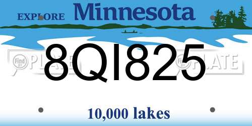 8QI825 Minnesota License Plate