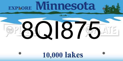 8QI875 Minnesota License Plate