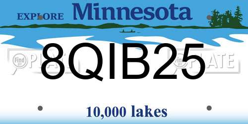 8QIB25 Minnesota License Plate