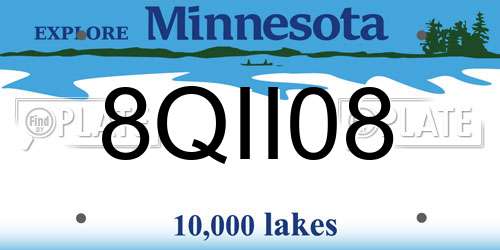 8QII08 Minnesota License Plate