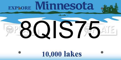 8QIS75 Minnesota License Plate