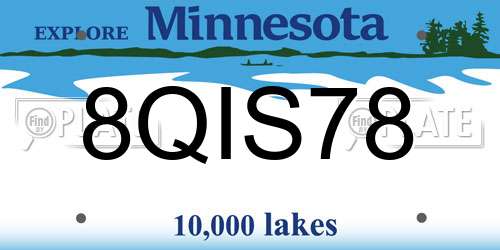 8QIS78 Minnesota License Plate