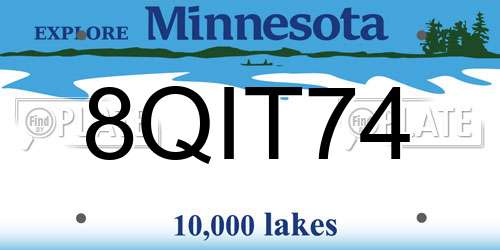 8QIT74 Minnesota License Plate