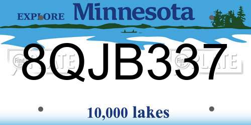 8QJB337 Minnesota License Plate
