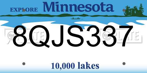 8QJS337 Minnesota License Plate