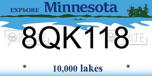 8QK118 Minnesota License Plate