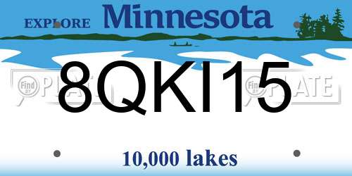 8QKI15 Minnesota License Plate