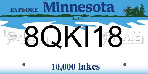8QKI18 Minnesota License Plate