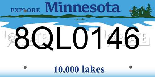 8QL0146 Minnesota License Plate