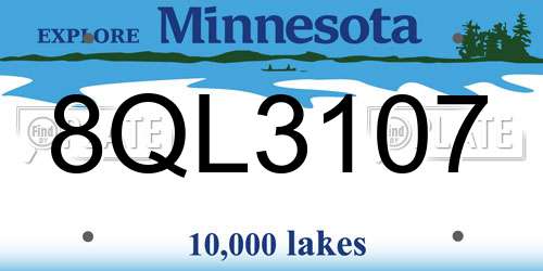 8QL3107 Minnesota License Plate