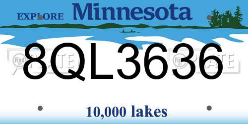 8QL3636 Minnesota License Plate