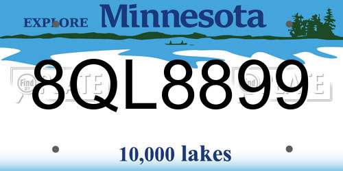 8QL8899 Minnesota License Plate