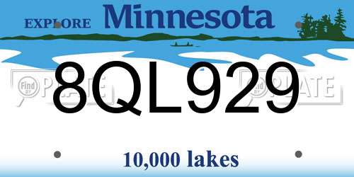 8QL929 Minnesota License Plate