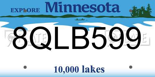 8QLB599 Minnesota License Plate