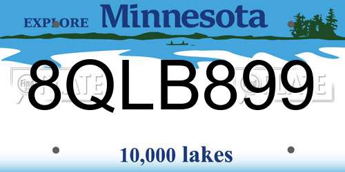 8QLB899 Minnesota License Plate