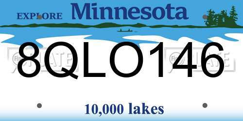 8QLO146 Minnesota License Plate