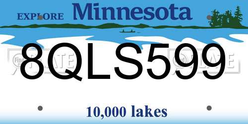 8QLS599 Minnesota License Plate
