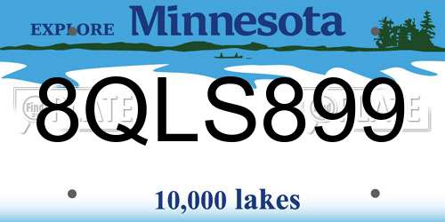 8QLS899 Minnesota License Plate