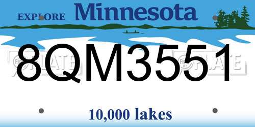 8QM3551 Minnesota License Plate
