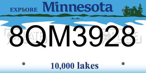 8QM3928 Minnesota License Plate