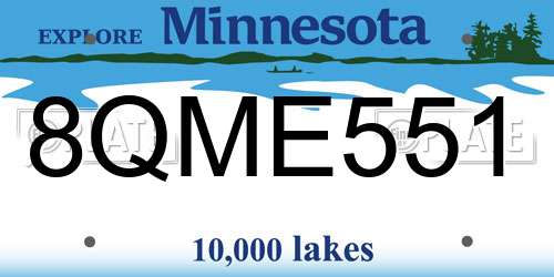 8QME551 Minnesota License Plate