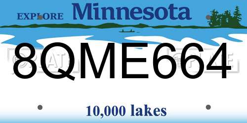 8QME664 Minnesota License Plate