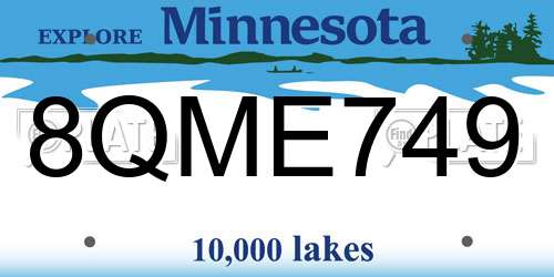 8QME749 Minnesota License Plate