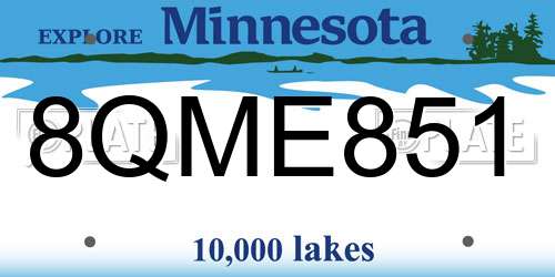 8QME851 Minnesota License Plate