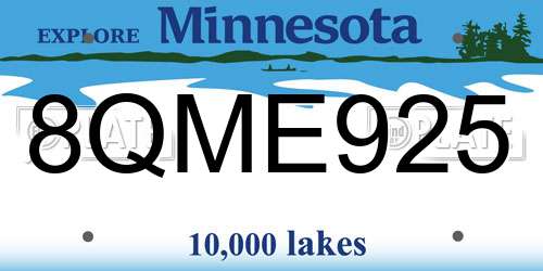 8QME925 Minnesota License Plate