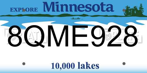 8QME928 Minnesota License Plate