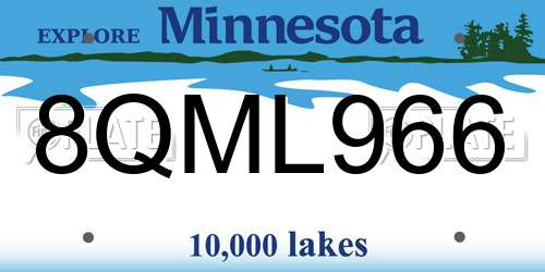 8QML966 Minnesota License Plate