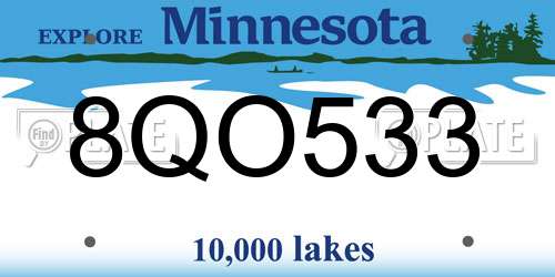 8QO533 Minnesota License Plate