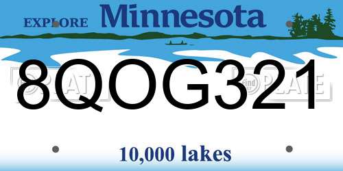 8QOG321 Minnesota License Plate