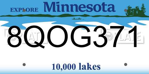 8QOG371 Minnesota License Plate