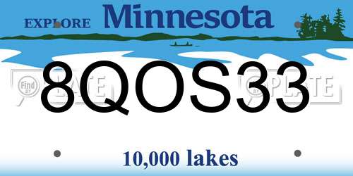 8QOS33 Minnesota License Plate