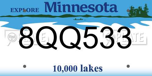 8QQ533 Minnesota License Plate