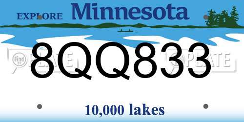 8QQ833 Minnesota License Plate