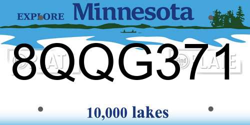 8QQG371 Minnesota License Plate