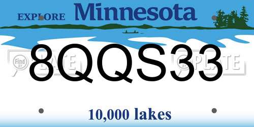 8QQS33 Minnesota License Plate