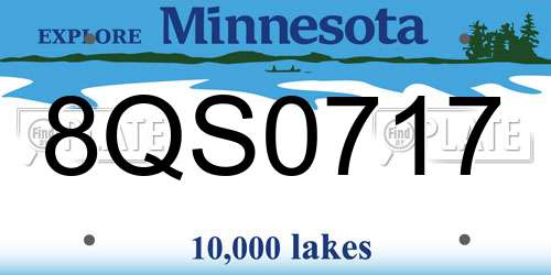8QS0717 Minnesota License Plate