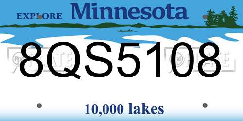 8QS5108 Minnesota License Plate