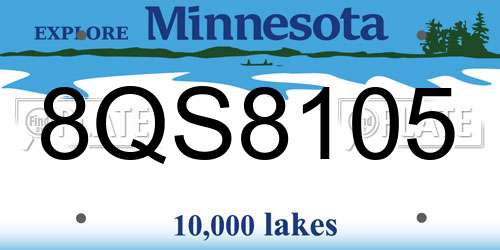 8QS8105 Minnesota License Plate