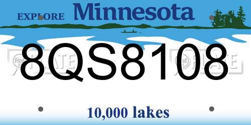 8QS8108 Minnesota License Plate